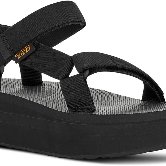 Women's Textile Platform Sandals Size 8 Casual Rubber Outsole Black - Picture 2 of 7